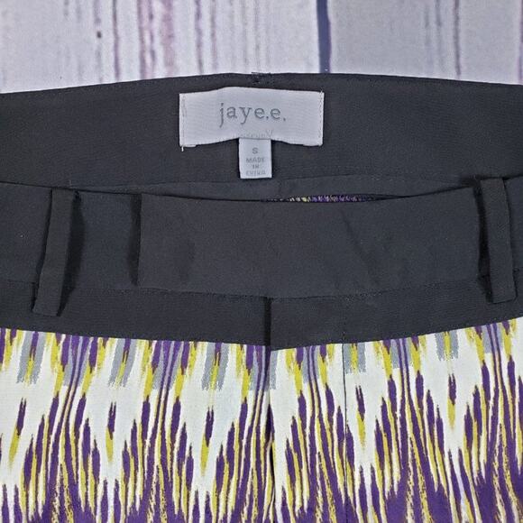 Jaye.e. Multicolor Printed Sheer Button Ankle Pants Women's Size Small - Picture 6 of 12